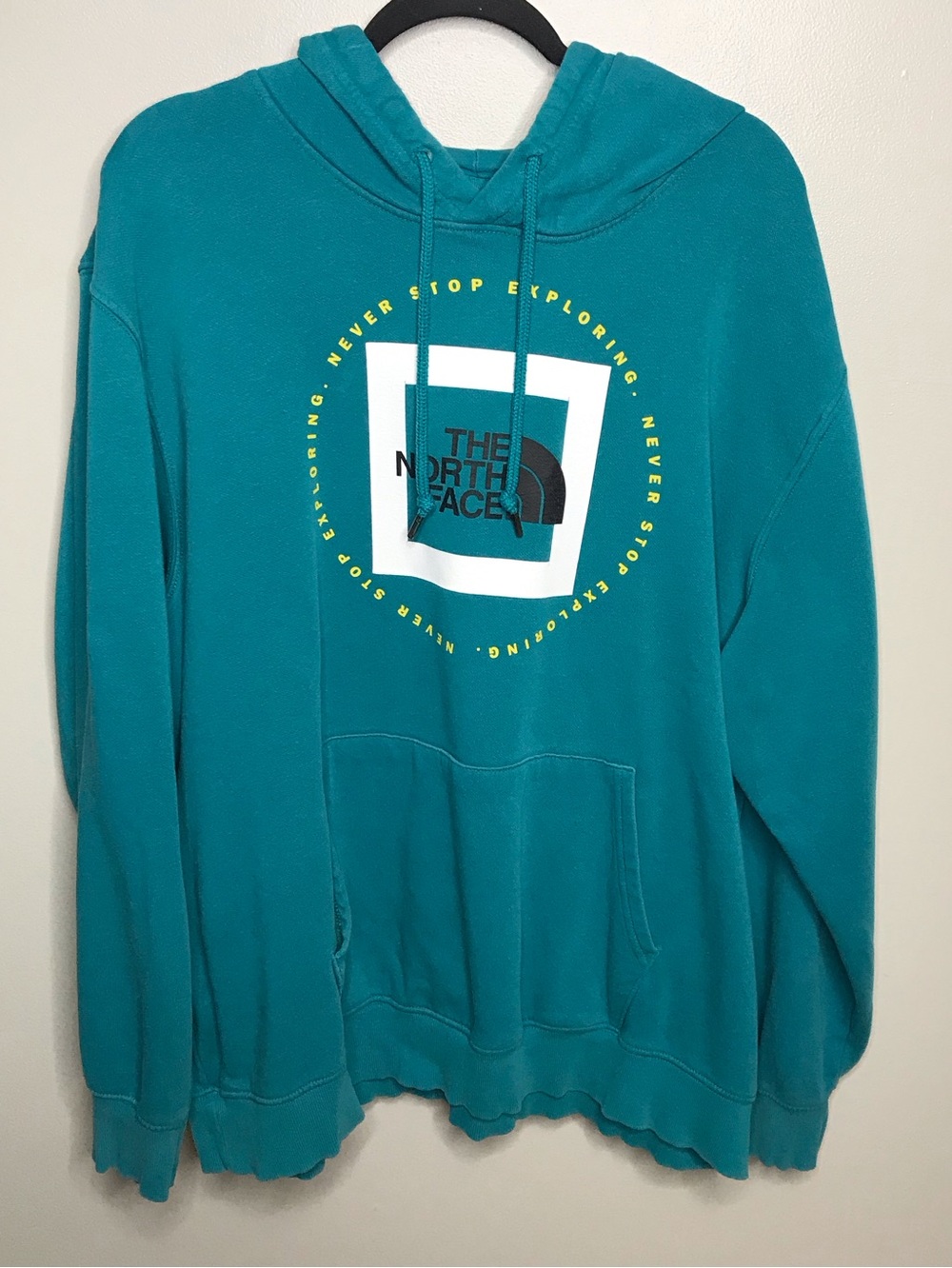North Face Men's Teal Crewneck Hoodie with Logo Graphic Sz XXL